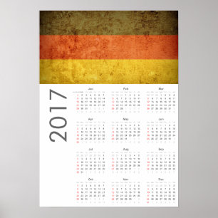 Póster Poster del Calendario 2017 de la Bandera de Aleman