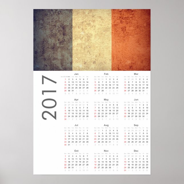 Póster Poster del Calendario 2017 de la Bandera de Franci (Frente)