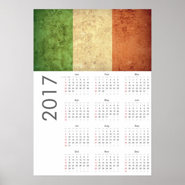 Póster Poster del Calendario 2017 de la Bandera de Italia (Frente)