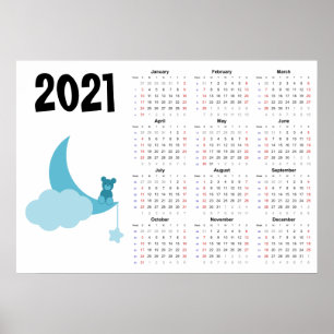 Póster Poster del Calendario 2021 del oso de peluche - In