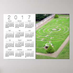 Póster Poster del calendario blanco laberíntico 2017
