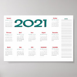 Póster poster del calendario de 2021