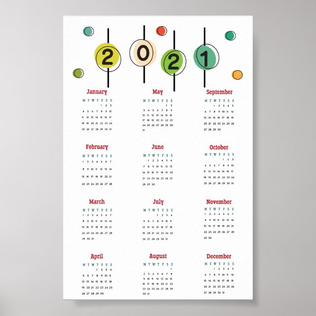 Póster poster del calendario de 2021 (Frente)