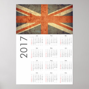 Póster Poster del Calendario de Bandera de Gran Bretaña 2