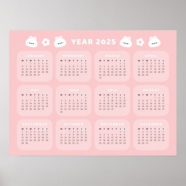 Póster Poster del calendario de Conejo 2025 (Frente)