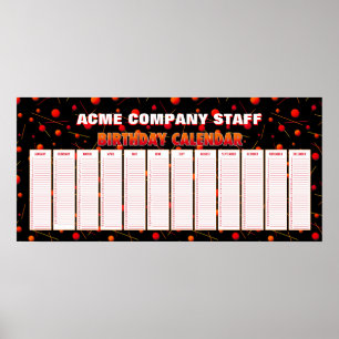 Póster Poster del calendario de cumpleaños perpetuo de la