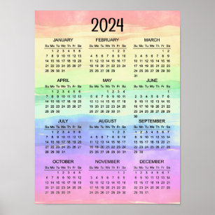 Póster Poster del calendario de diseño de colores arcoiri