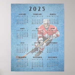 Póster Poster del Calendario de Diseño de Hockey sobre Hi