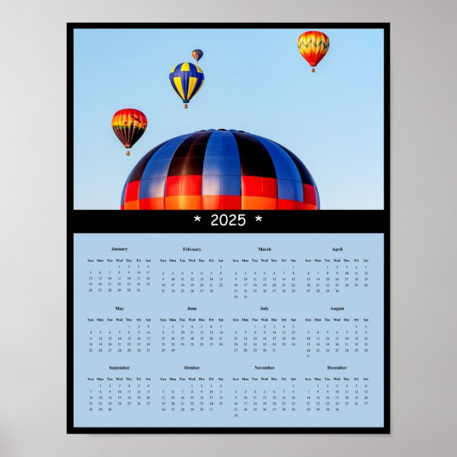 Póster poster del calendario de globos de aire caliente d (Frente)