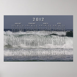 Póster Poster del calendario de las olas oceánicas