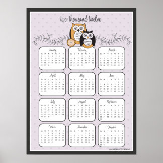 Póster Poster del calendario de Lechuzas Modernas 2012