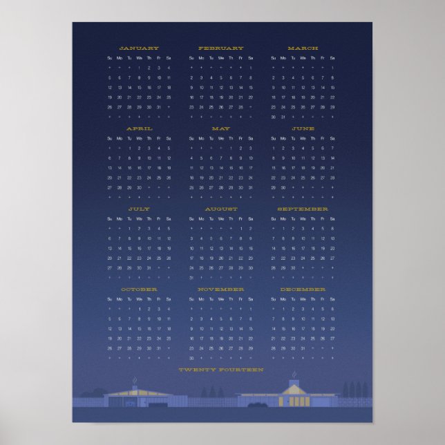 Póster Poster del calendario de mediados del siglo 2014 (Frente)