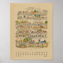 Póster Poster del Calendario de notas felices de octubre 