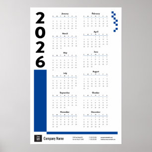 Póster Poster del calendario de pared corporativa Blue 20