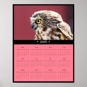 Póster poster del calendario de pared de búho 2025