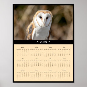 Póster poster del calendario de pared de búho de 2025