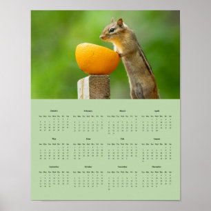 Póster poster del calendario de pared de Chipmunk 2025