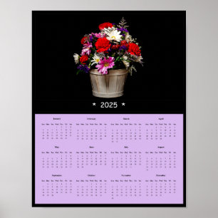 Póster poster del calendario de pared de las flores de pr