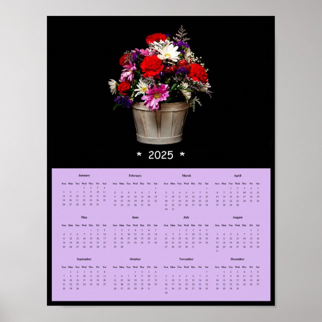 Póster poster del calendario de pared de las flores de pr (Frente)