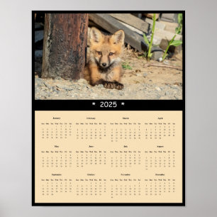 Póster poster del calendario de pared del Red Fox Kit 202