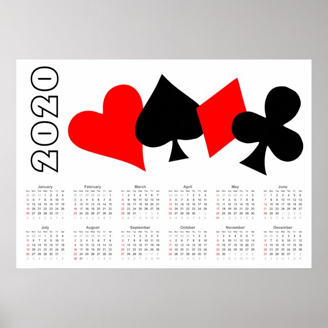 Póster Poster del Calendario de Poker 2020 (Frente)