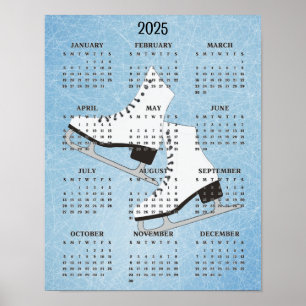 Póster Poster del calendario Diseño de patines de hielo 2