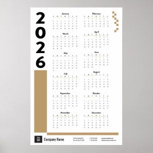 Póster Poster del calendario Gold 2026 Corporate Wall