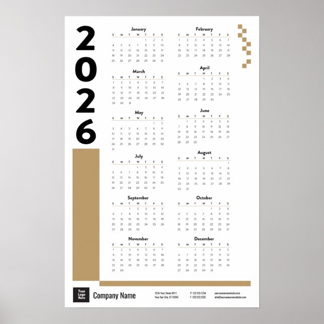 Póster Poster del calendario Gold 2026 Corporate Wall (Frente)