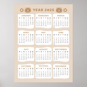 Póster Poster del calendario Oso 2025