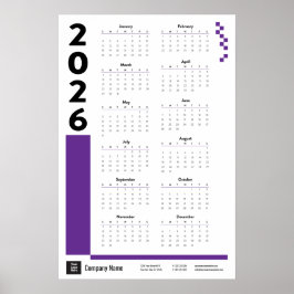 Póster Poster del calendario Purple 2026 Corporate Wall