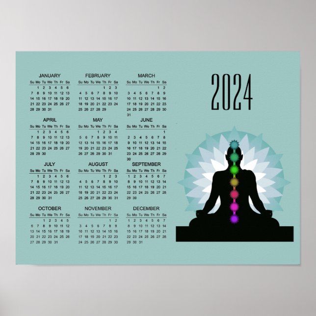 Póster Poster del calendario Seven Chakras Yoga Design 20 (Frente)