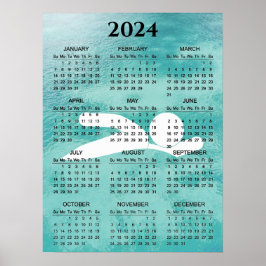 Póster Poster del calendario Swimming Design 2024