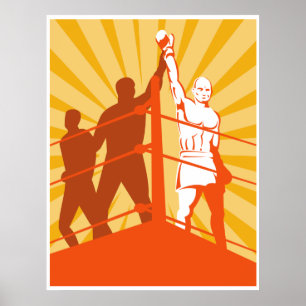 Póster poster del campeonato del combatiente del boxeador
