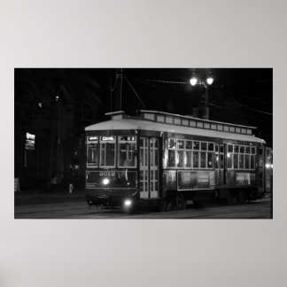 Póster Poster del Canal Street Trolley (B&W)