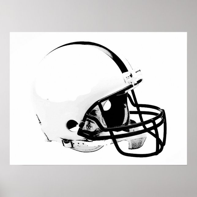 Póster Poster del casco de Fútbol Black White Pop Art (Frente)