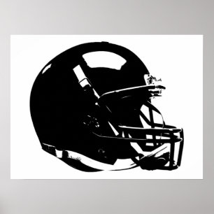 Póster Poster del casco de Fútbol Black White Pop Art