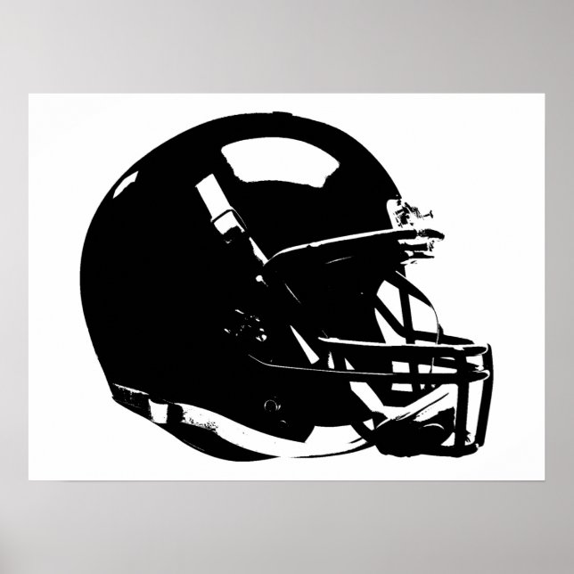 Póster Poster del casco de Fútbol Black White Pop Art (Frente)
