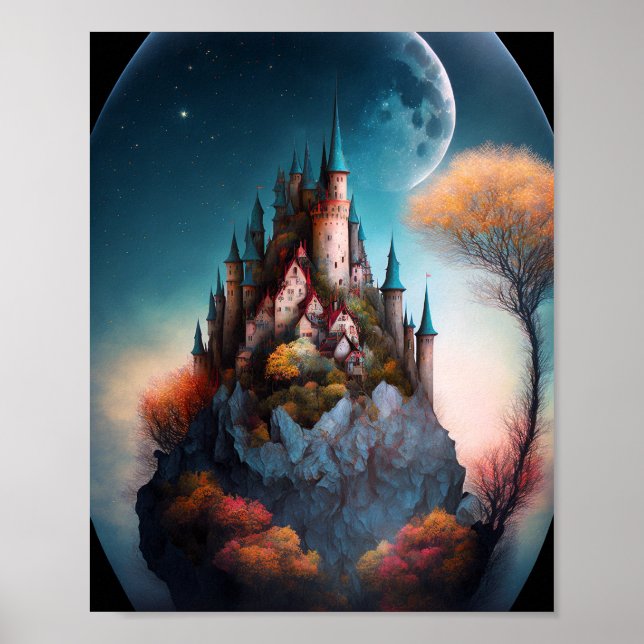 Póster Poster del castillo de fantasía mágica (Frente)