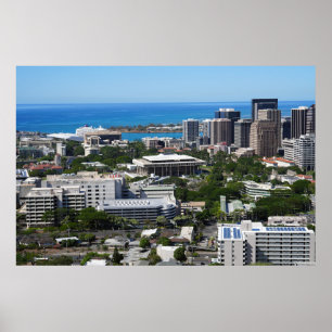 Póster Poster del centro de Honolulu City View