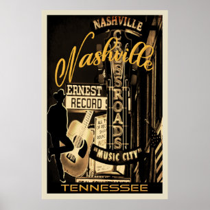Póster Poster del centro de Nashville en Broadway