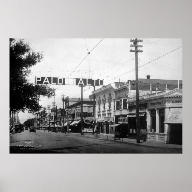 Póster Poster del centro de Palo Alto en 1914 (Frente)