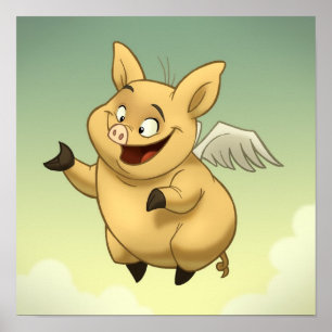 Póster Poster del cerdo del vuelo