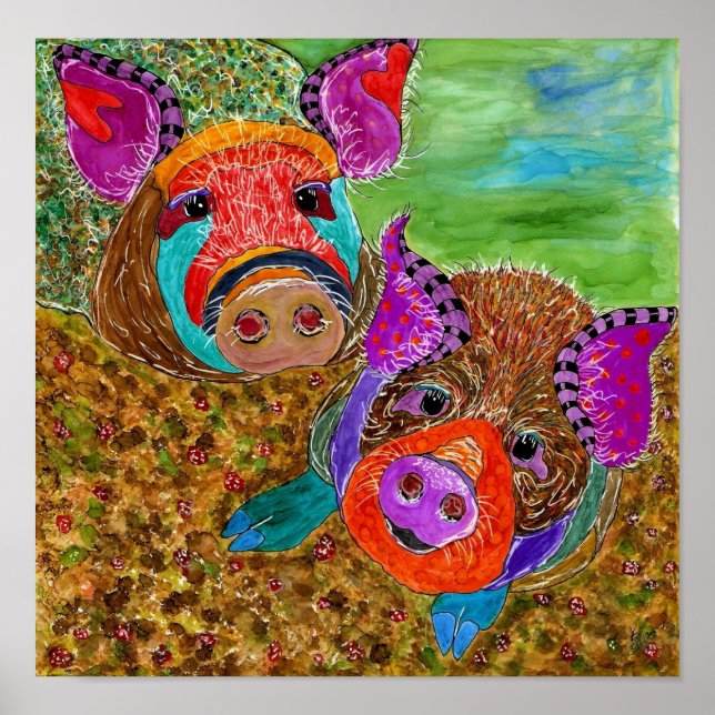 Póster Poster del cerdo guineano 12" x 12" (Frente)
