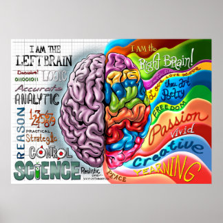 Póster Poster del cerebro izquierdo del cerebro derecho