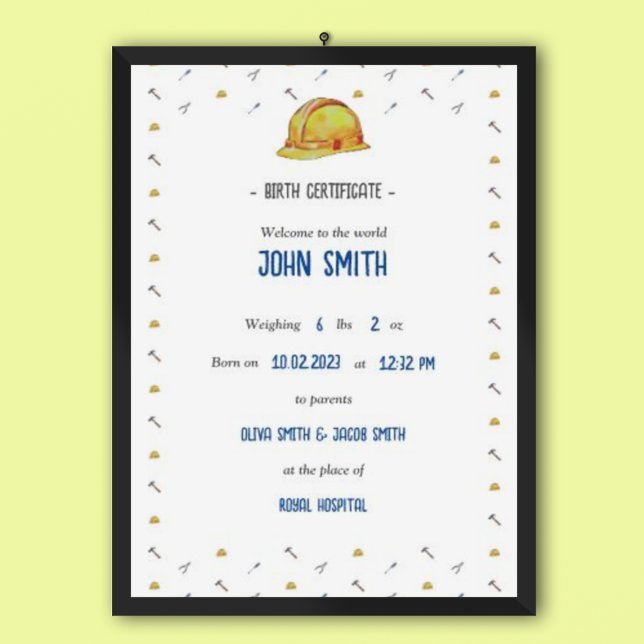 Póster Poster del certificado de nacimiento conmemorativo (Subido por el creador)