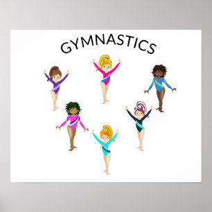 Póster Poster del chica de Gimnasia con 6 gimnastas