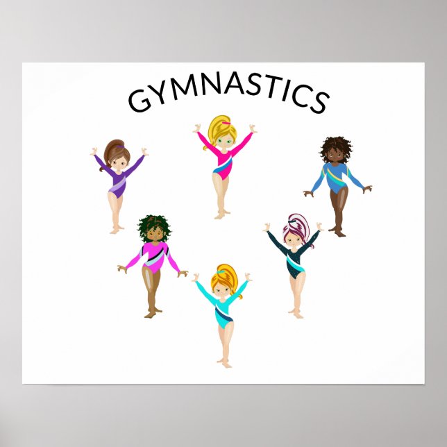 Póster Poster del chica de Gimnasia con 6 gimnastas (Frente)