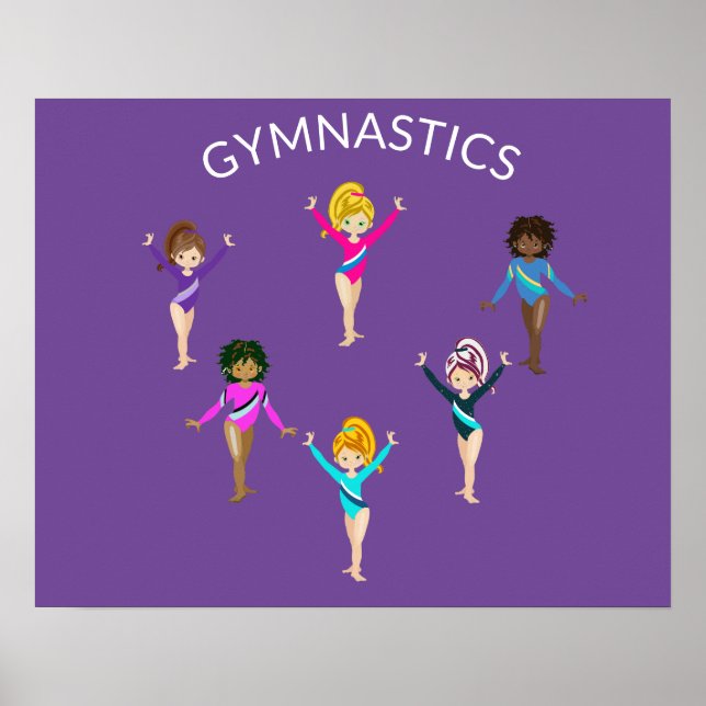 Póster Poster del chica de Gimnasia con 6 gimnastas (Frente)