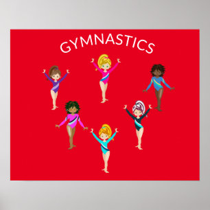 Póster Poster del chica de Gimnasia con 6 gimnastas