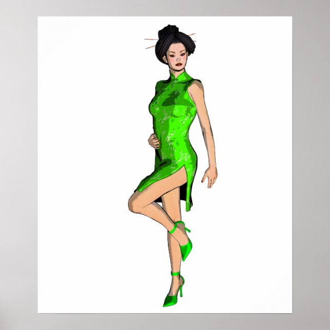 Póster Poster del Chica de pines asiático (Frente)